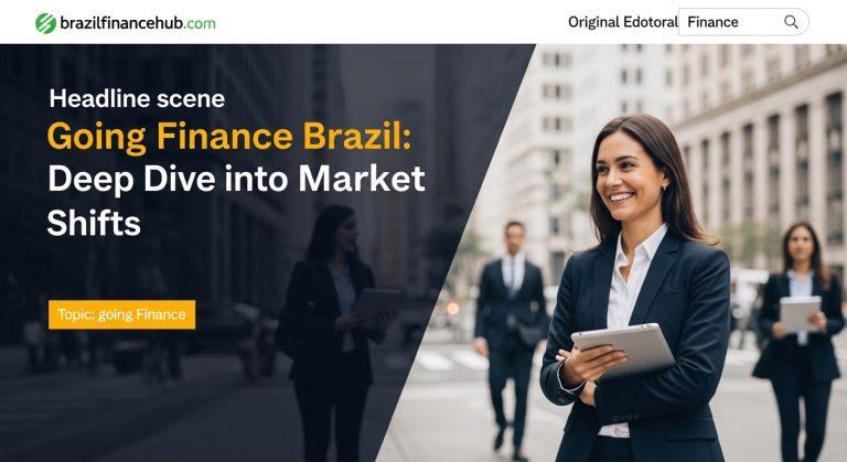 Brazilian fintech and traditional finance sectors in a modern city skyline