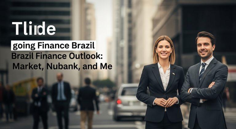 Brazilian skyline with fintech icons, Nubank branding, and Mercosur trade symbols representing Brazil's finance landscap