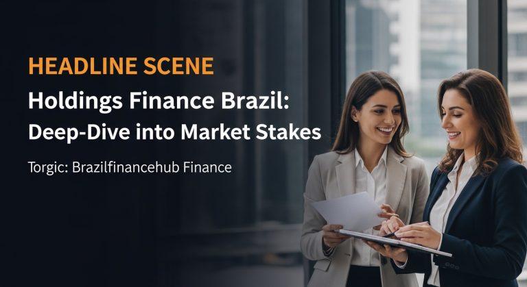 Brazilian finance newsroom with market charts and portfolio diversification visuals