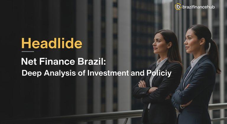 Editorial illustration of Brazil's finance landscape and net-zero financing dynamics.