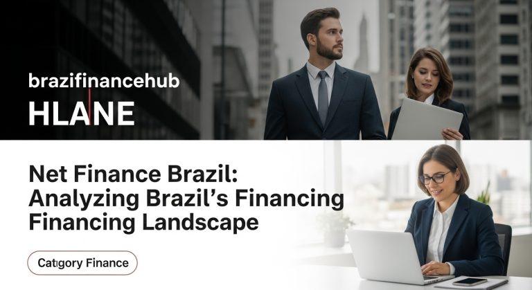 Brazilian financial district skyline with overlaid data charts and graphs.