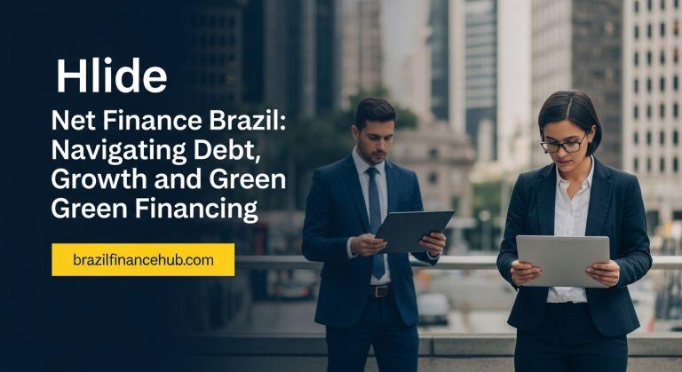 Brazilian finance graph and green energy charts over city skyline