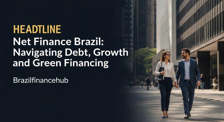 Brazilian finance graph and green energy charts over city skyline