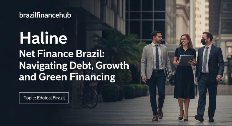 Brazilian finance graph and green energy charts over city skyline