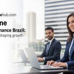 Editorial illustration of Brazil's evolving finance landscape, highlighting central bank, airlines, and fintech sectors.