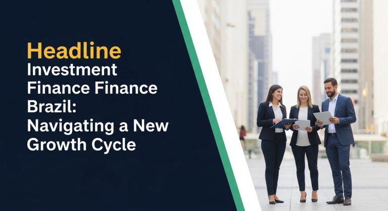 Brazil investment landscape with graphs and currency symbols over a city skyline