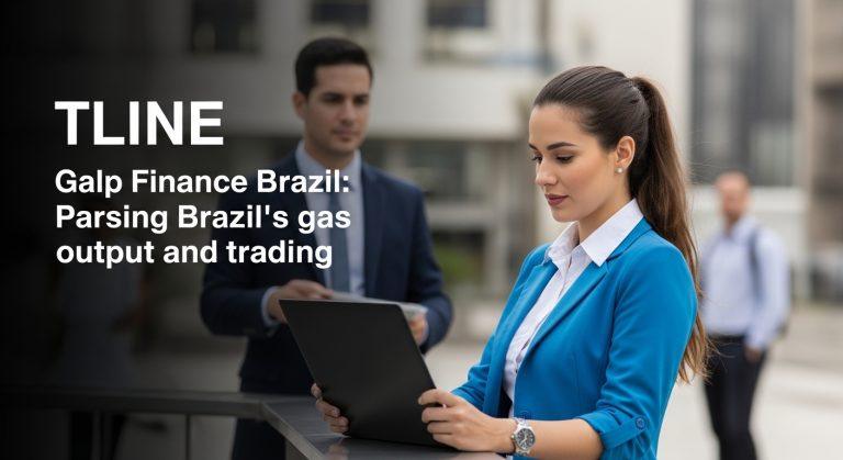 Analyst reviewing Galp's Brazil gas output and trading charts in a finance newsroom.