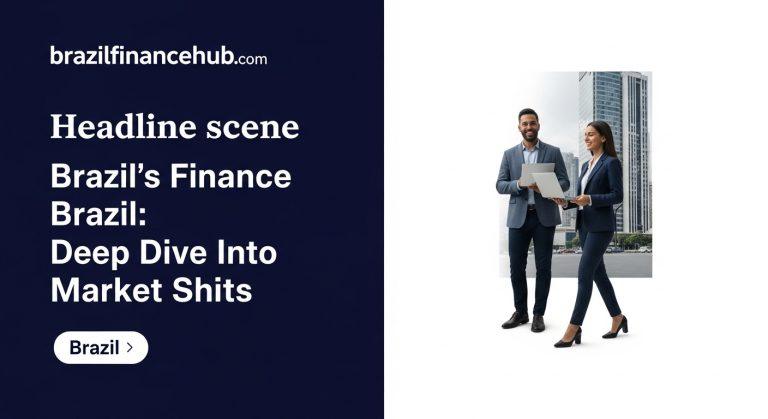 Brazilian finance desk with market charts and policy documents.