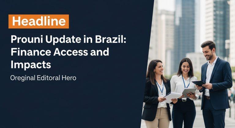 Brazilian student evaluating prouni-related financial documents on campus