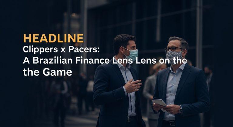 Newsroom analysis graphic showing Clippers vs Pacers with financial market charts overlay